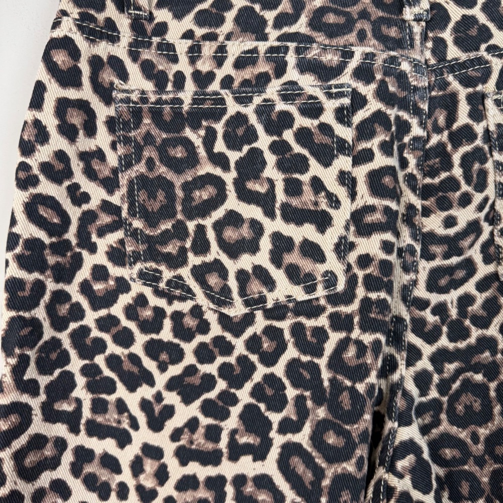 Orange Kiss Essentials 100% Cotton Leopard Mid Rise Straight Leg Jeans Medium - Picture 3 of 10